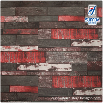 foshan high quality ceramic porcelain tile,red colorful wood tile flooring, matte finish rustic floor tile for interior flooring